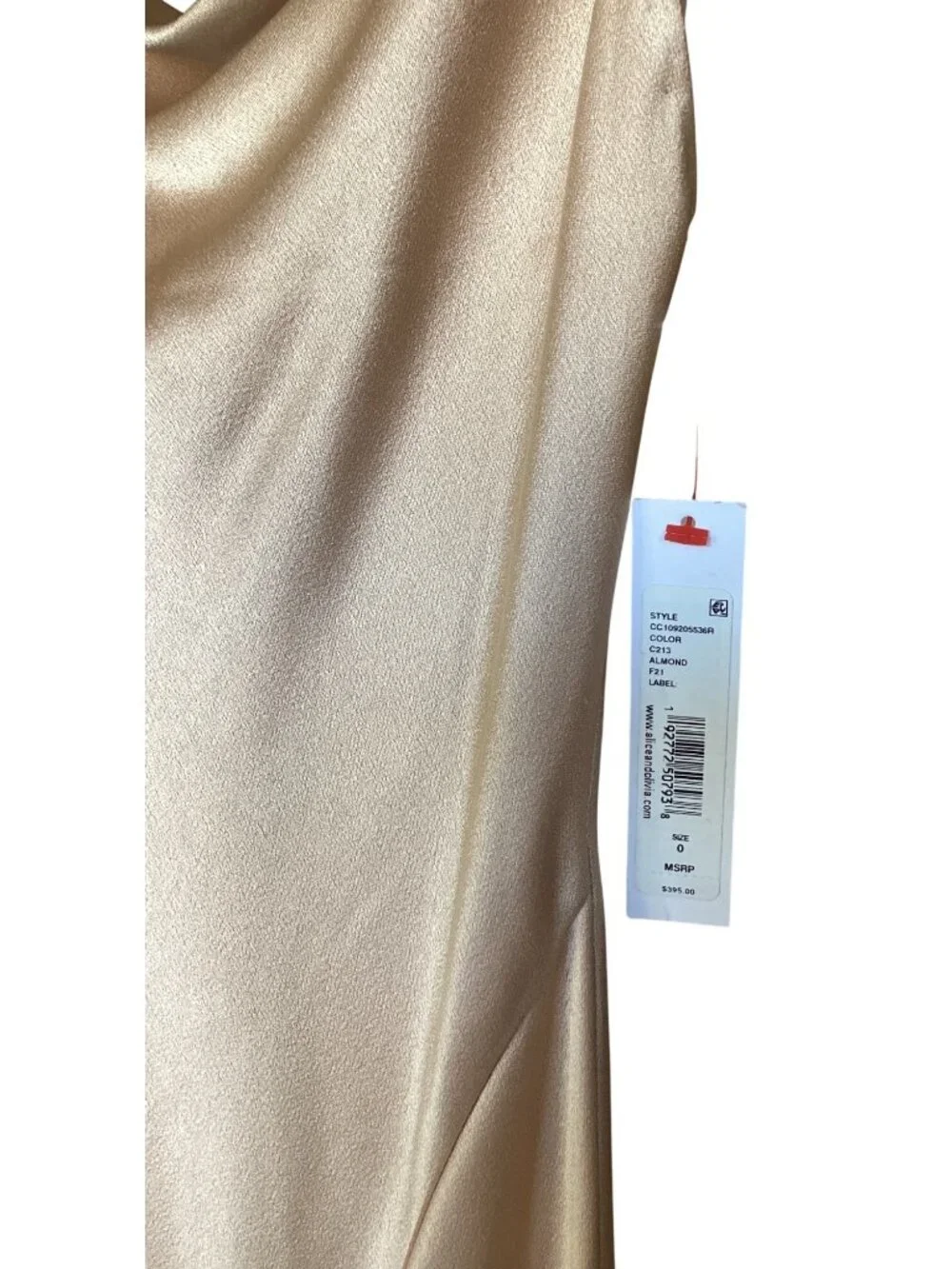 Alice + Olivia Harmony Drapey Slip Midi Dress Almond Size 0 New With Tags